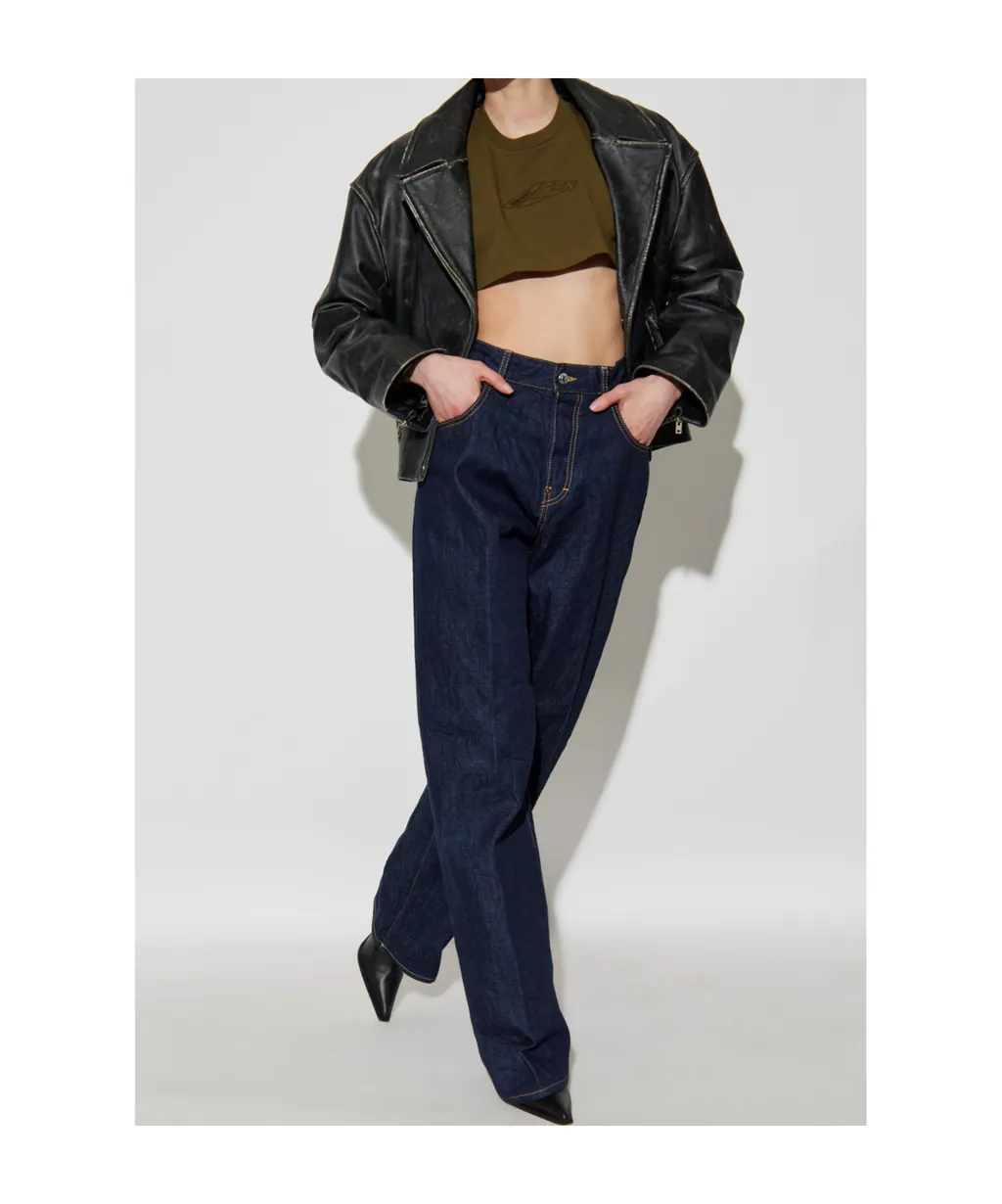 Logo Embroidered Cropped T-Shirt