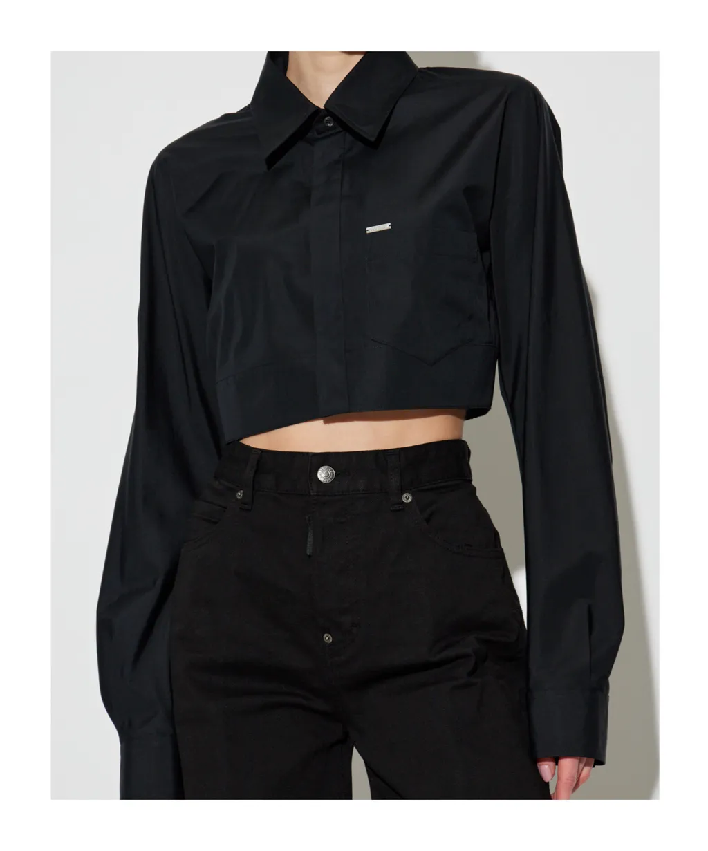 Pocket Detailed Cropped Shirt