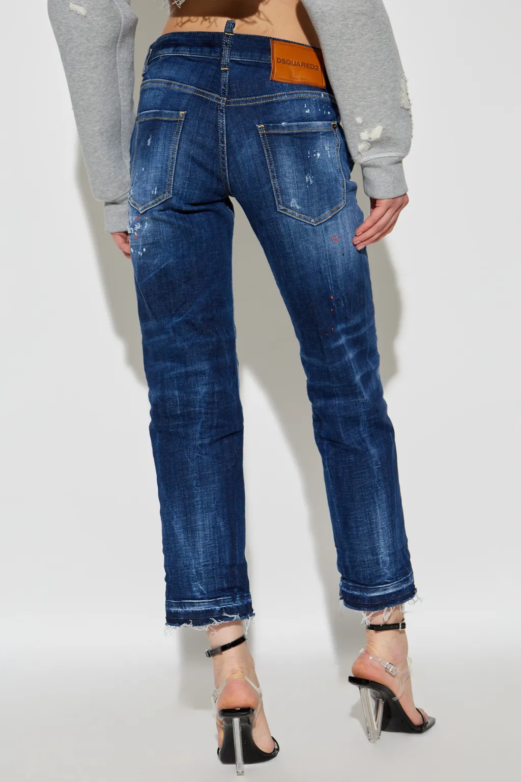 Logo Patch Distressed Jeans