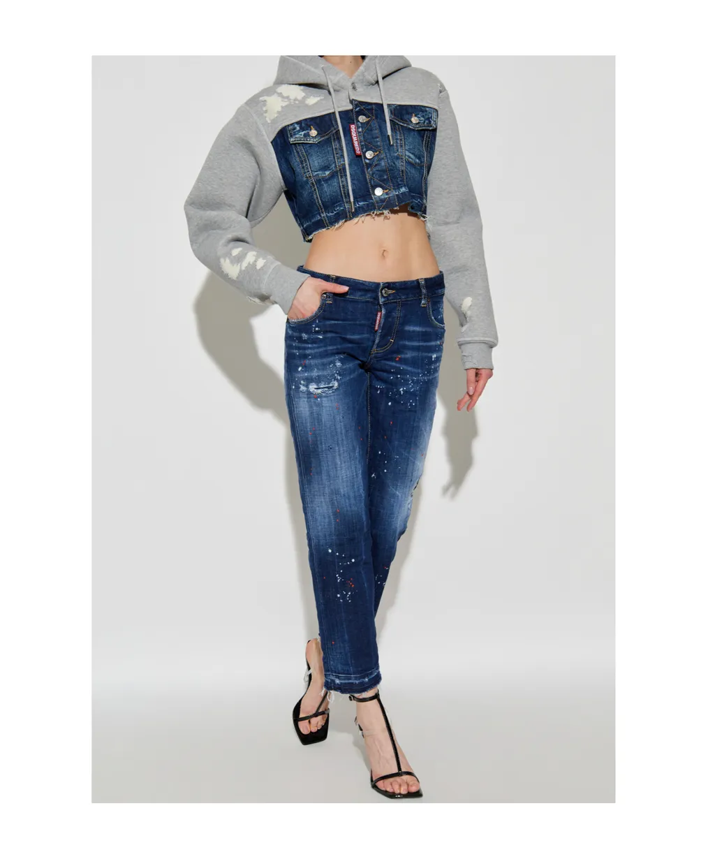 Logo Patch Distressed Jeans