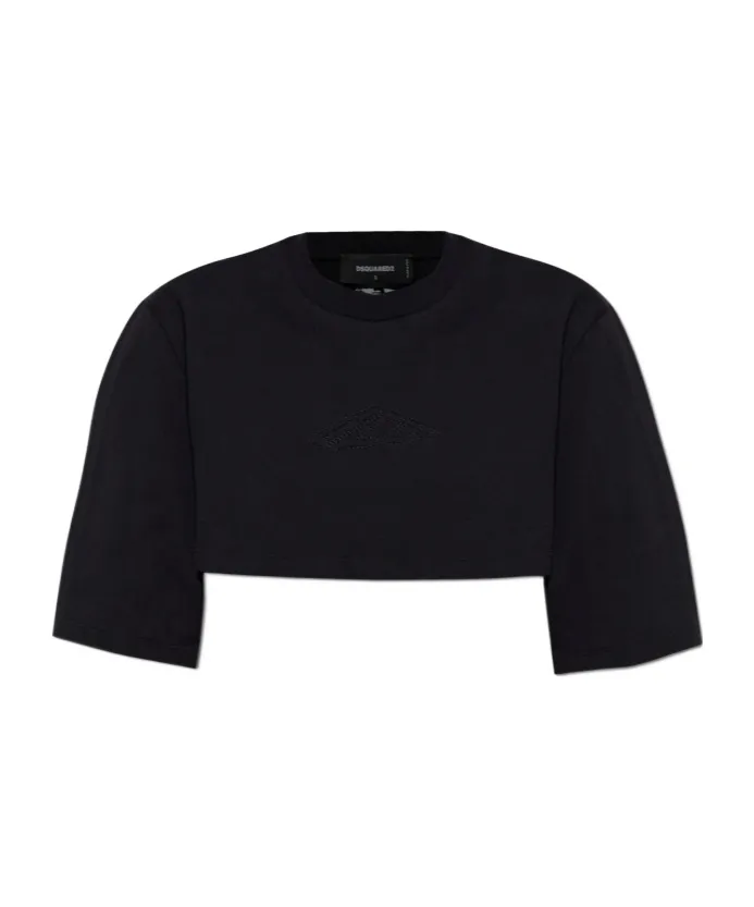 Logo Embroidered Cropped T-Shirt