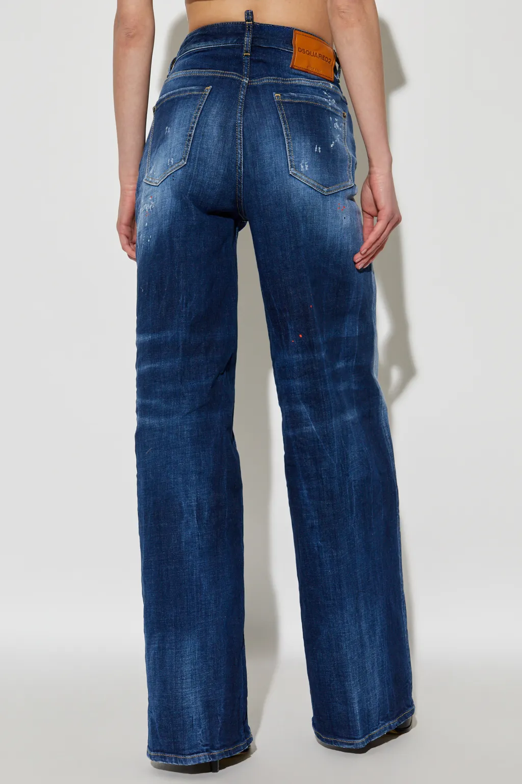 Distressed Wide-Leg Jeans