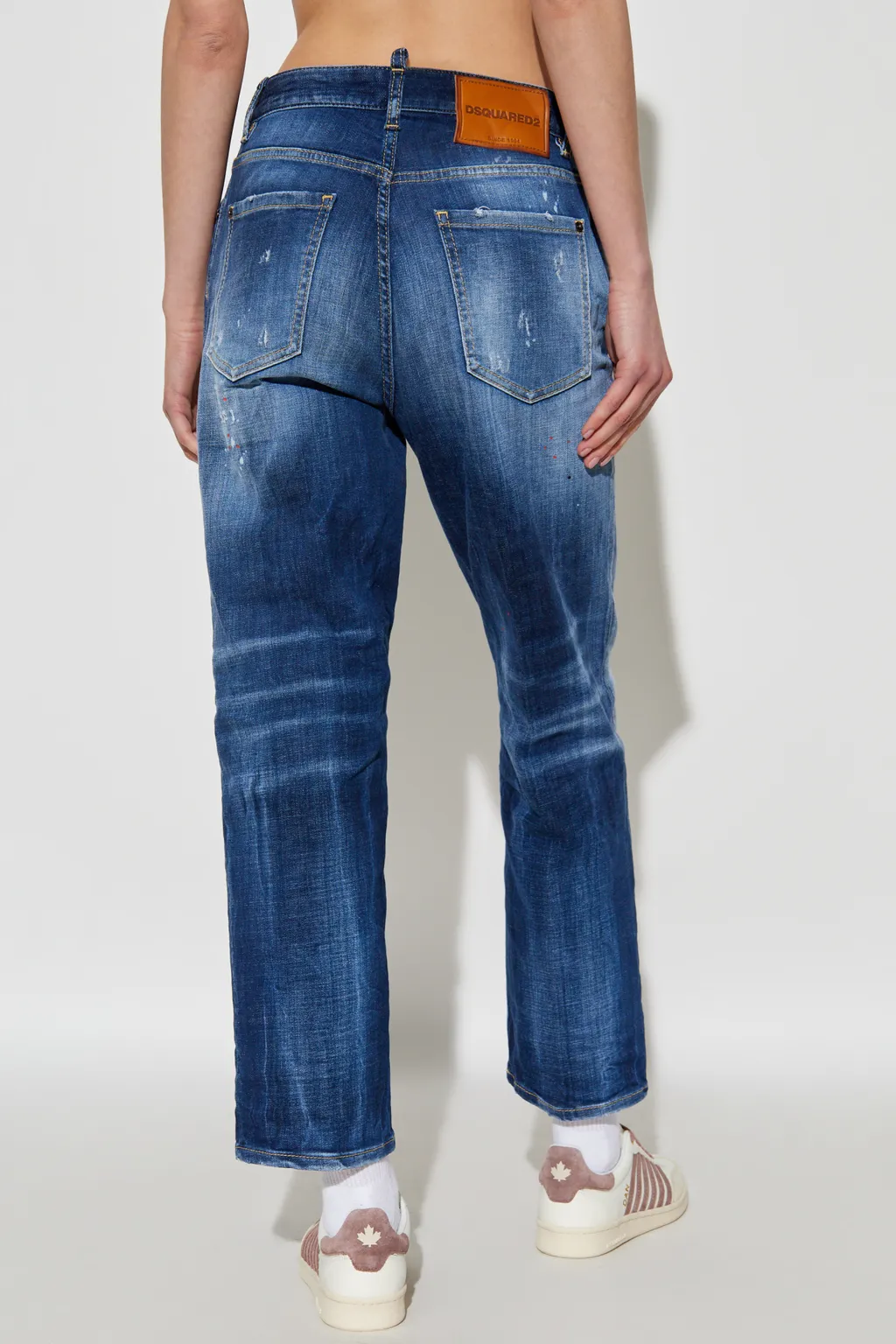 Logo Patch Distressed Jeans