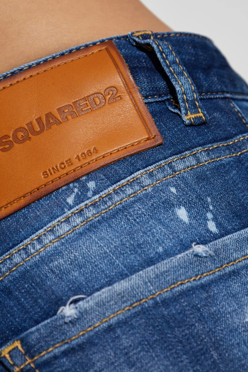 Logo Patch Distressed Jeans