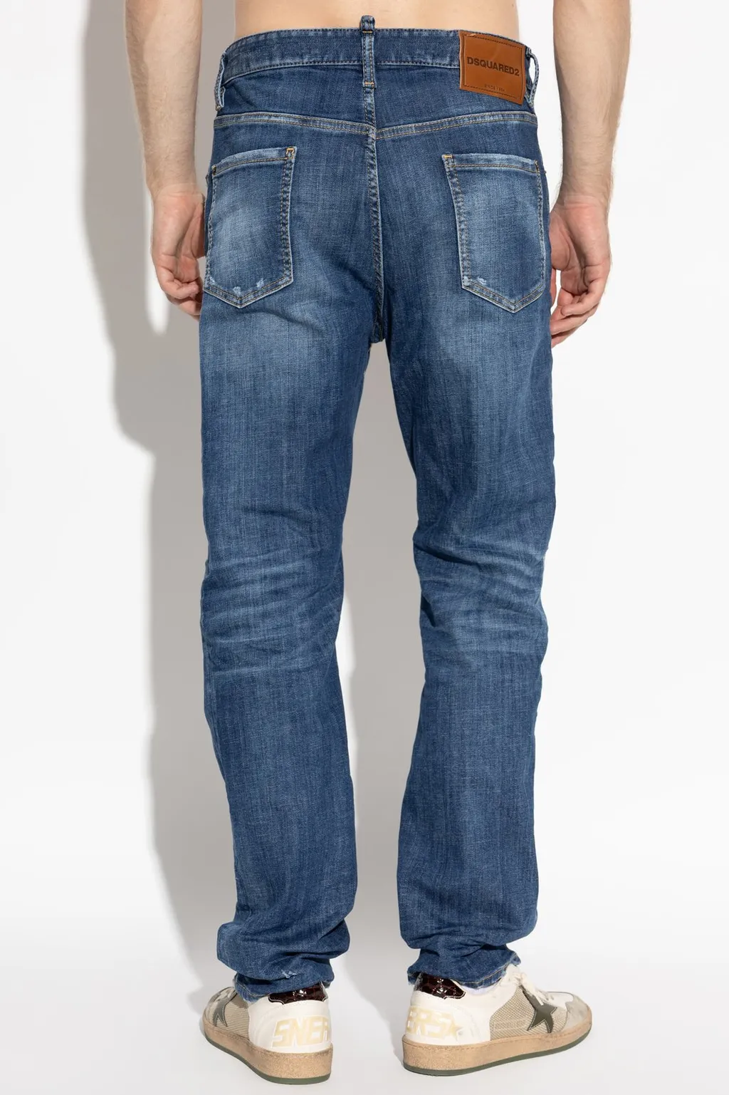 Distressed Straight-Leg Jeans