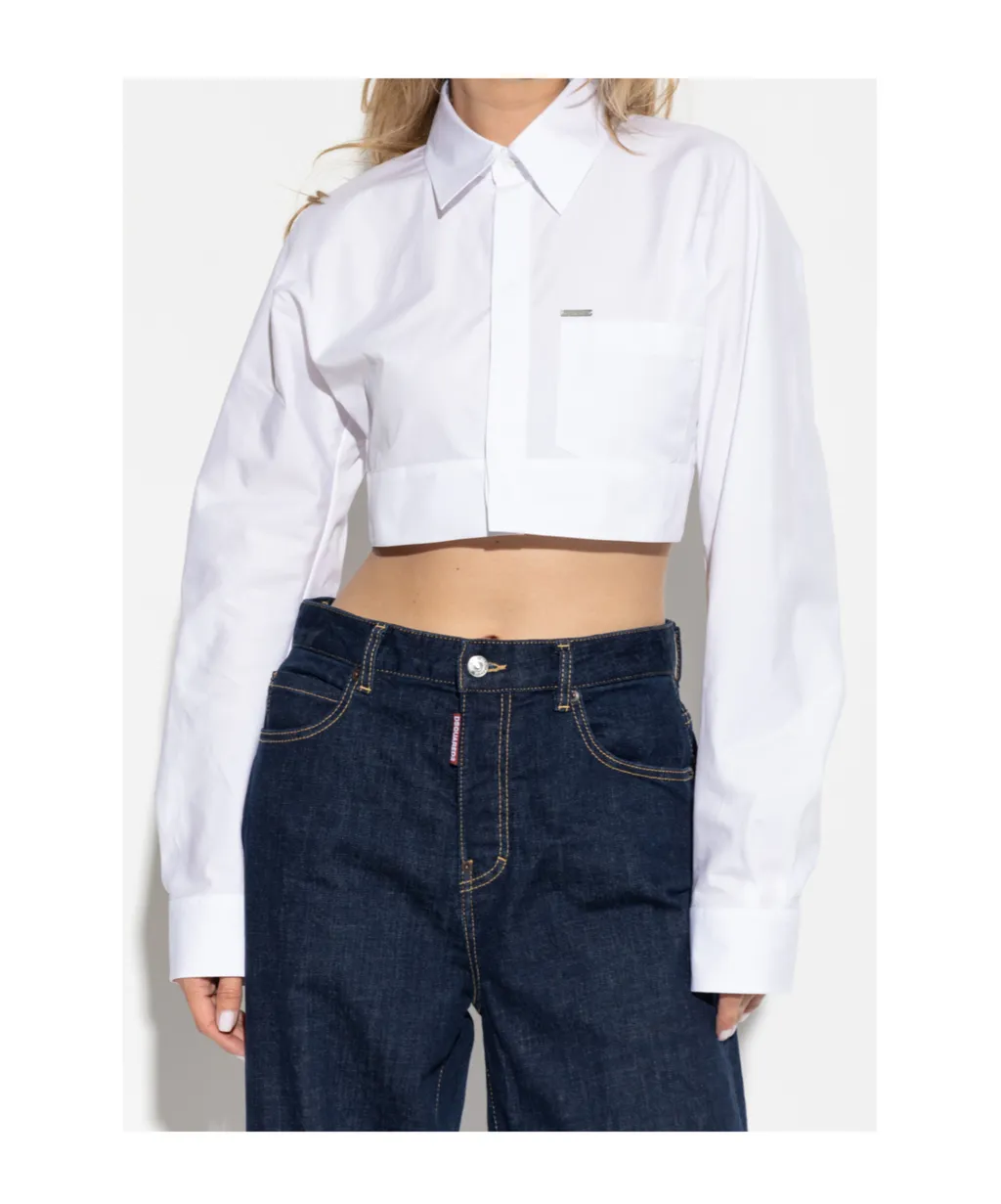 Pocket Detailed Cropped Shirt