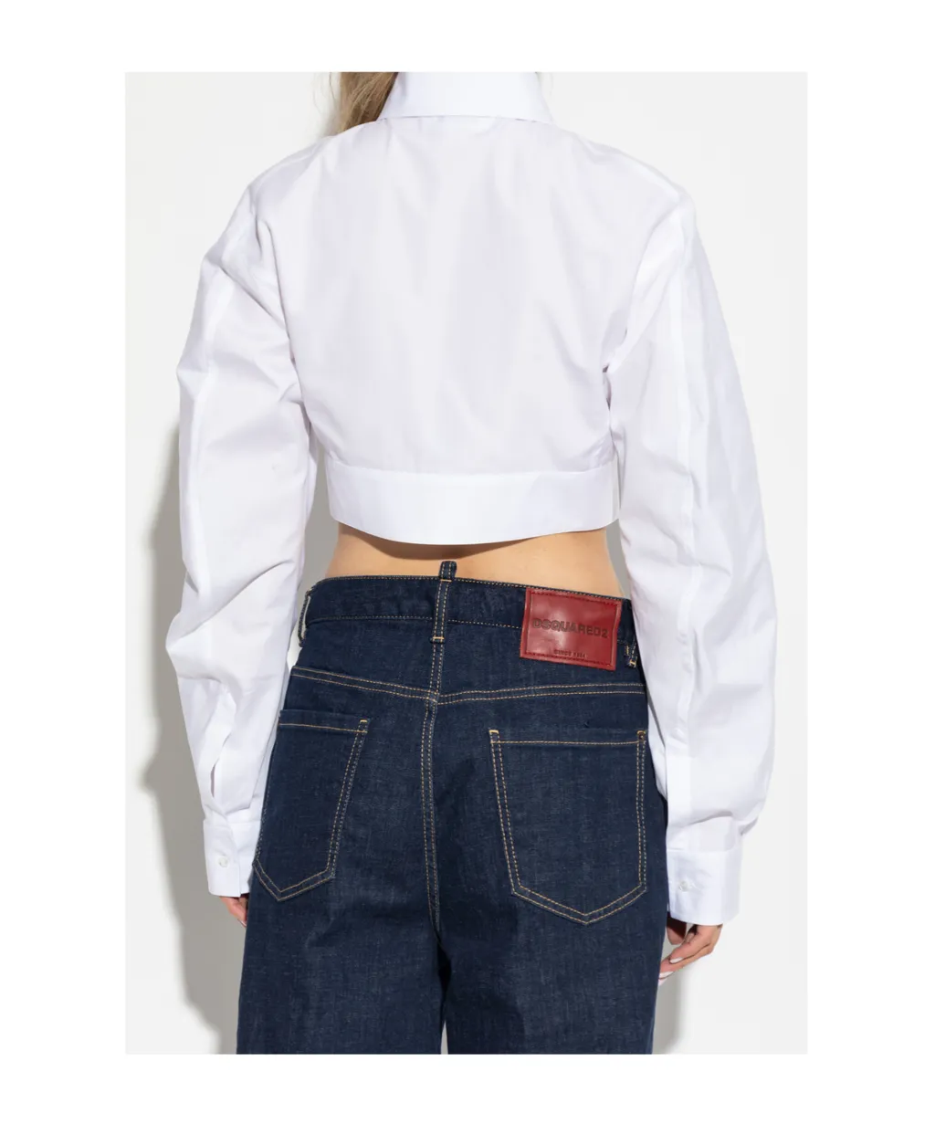Pocket Detailed Cropped Shirt