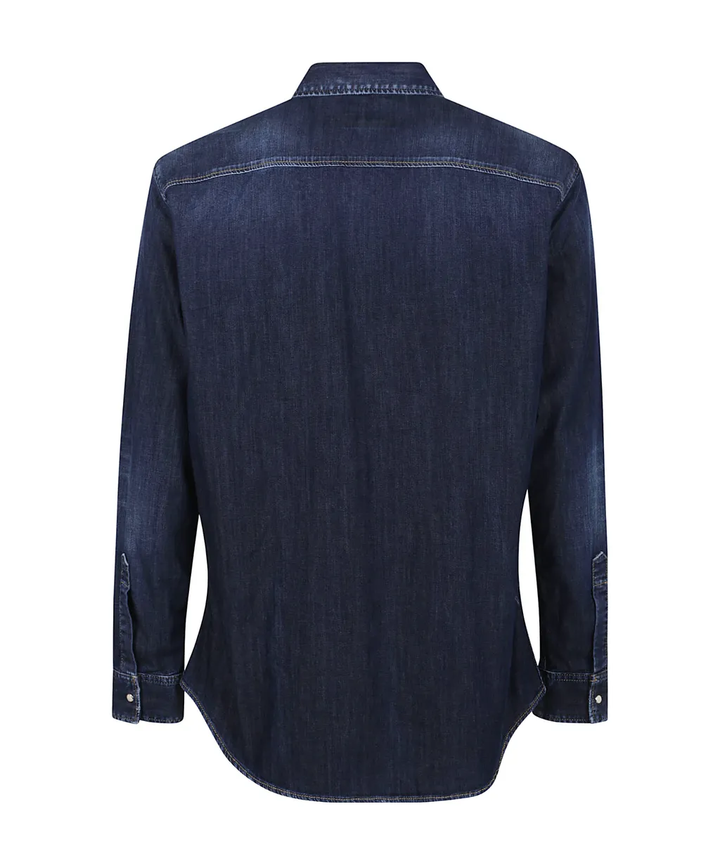 Curved Hem Denim Shirt