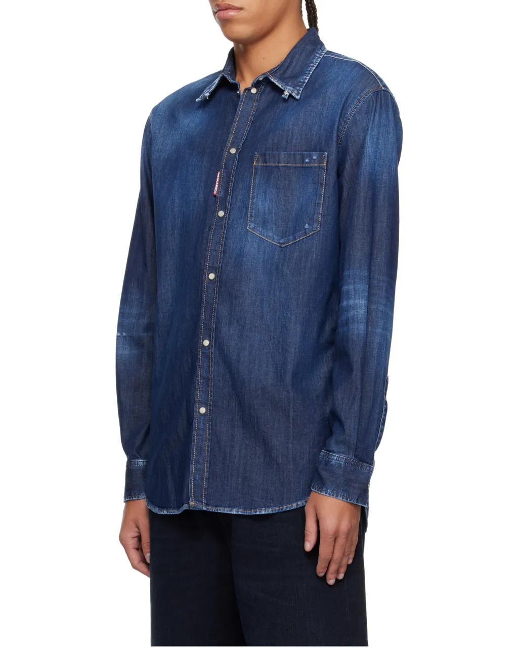 Curved Hem Denim Shirt