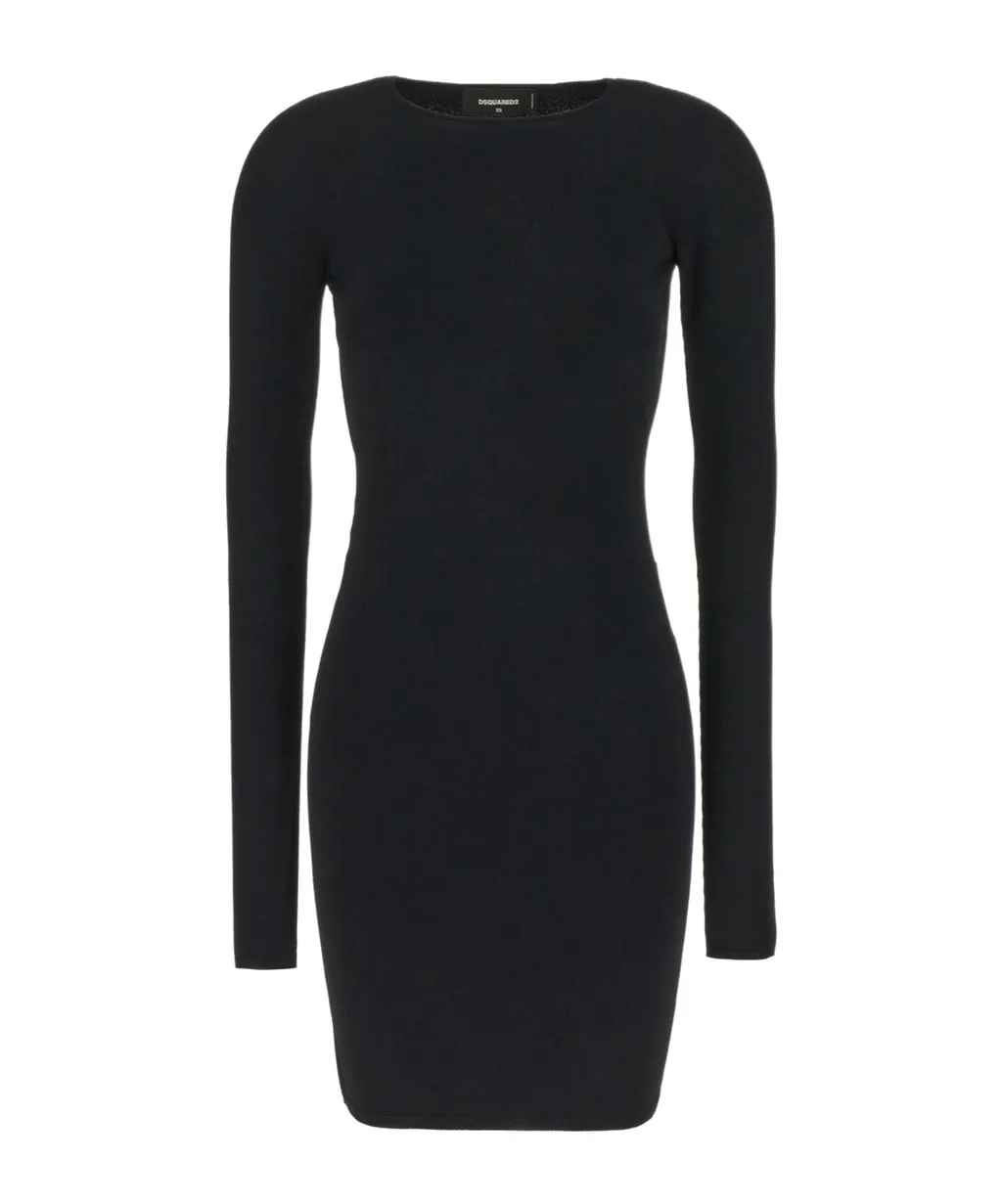 Open-Back Fine-Ribbed Minidress