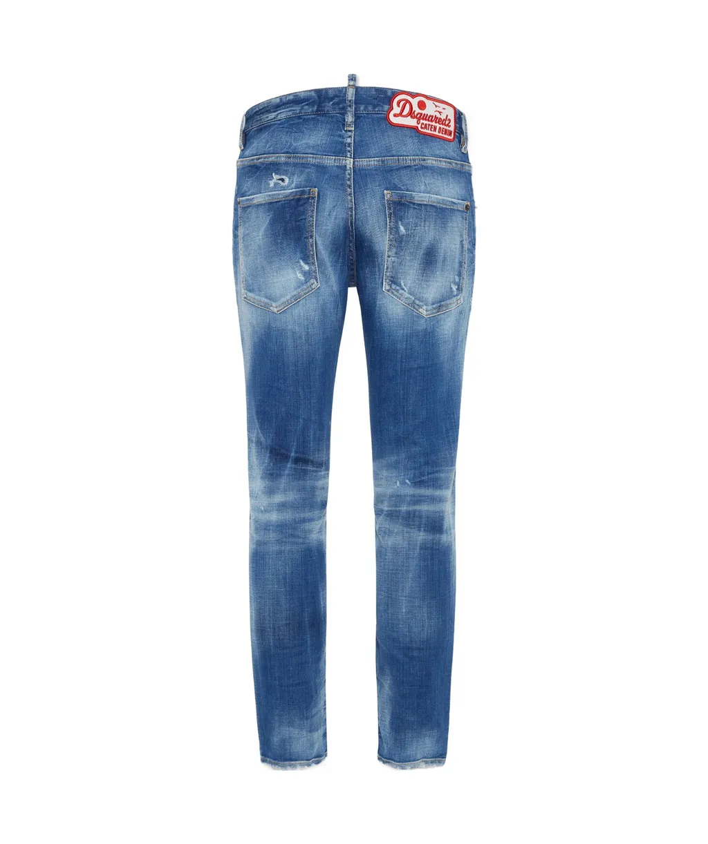Medium Small Hole Wash Skater Jeans