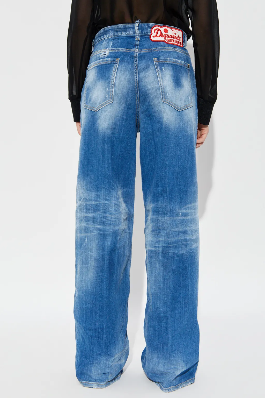 Logo Patch Ripped Jeans