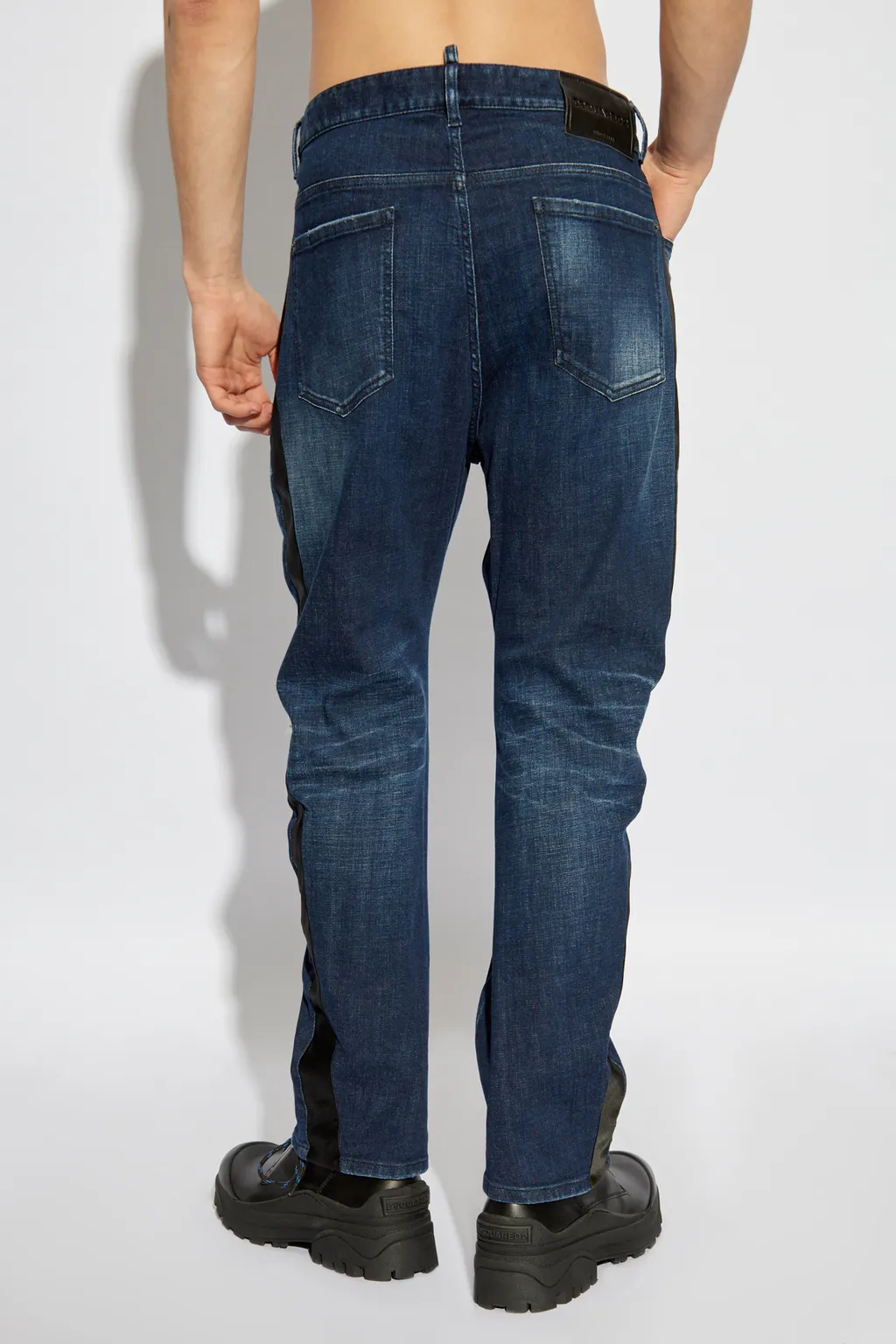 Distressed Straight-Leg Jeans