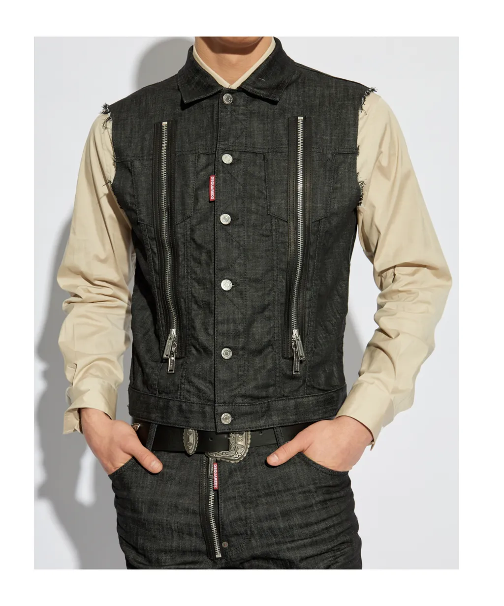 Frayed Edge Denim Vest