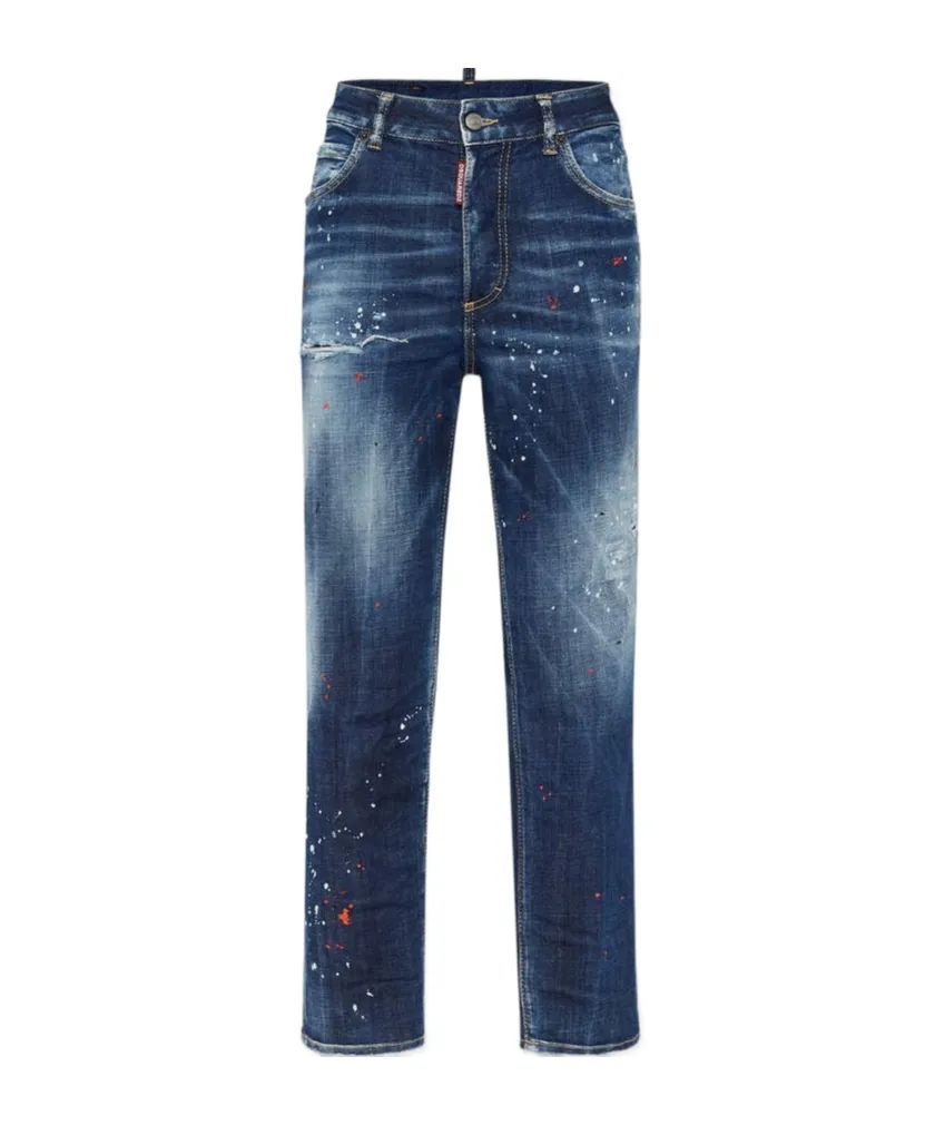 Distressed Straight-Leg Jeans
