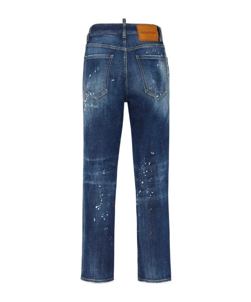 Distressed Straight-Leg Jeans