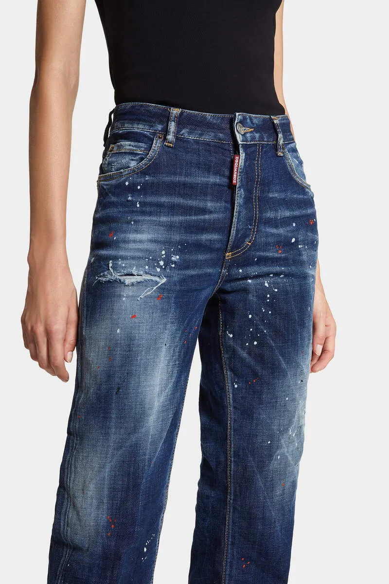 Distressed Straight-Leg Jeans