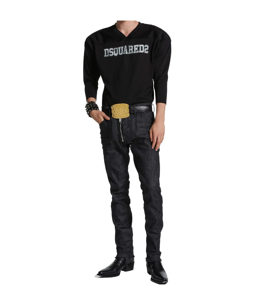 Zip-Detailed Tapered Jeans