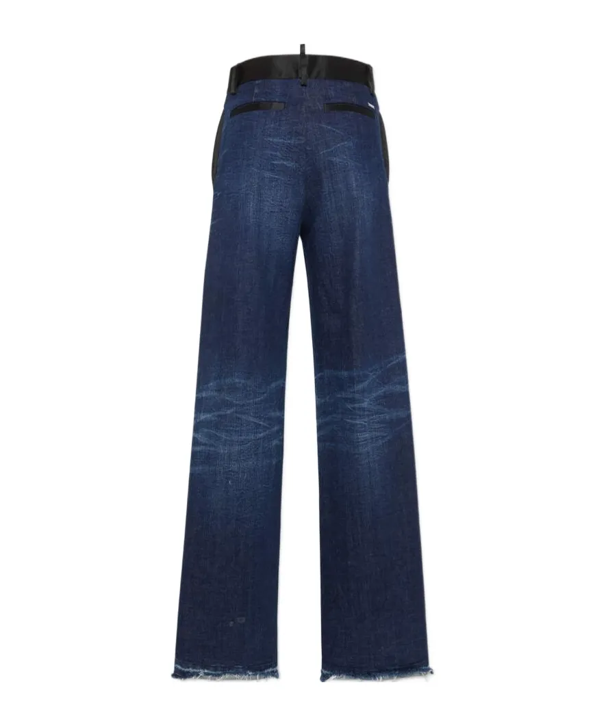 Distressed Wide-Leg Jeans