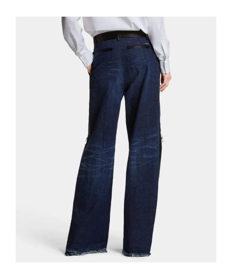 Distressed Wide-Leg Jeans