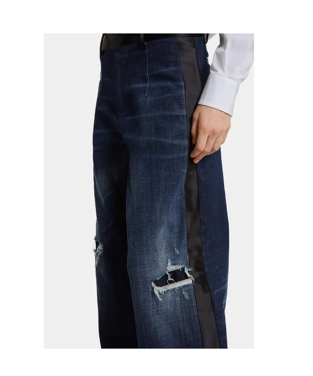 Distressed Wide-Leg Jeans