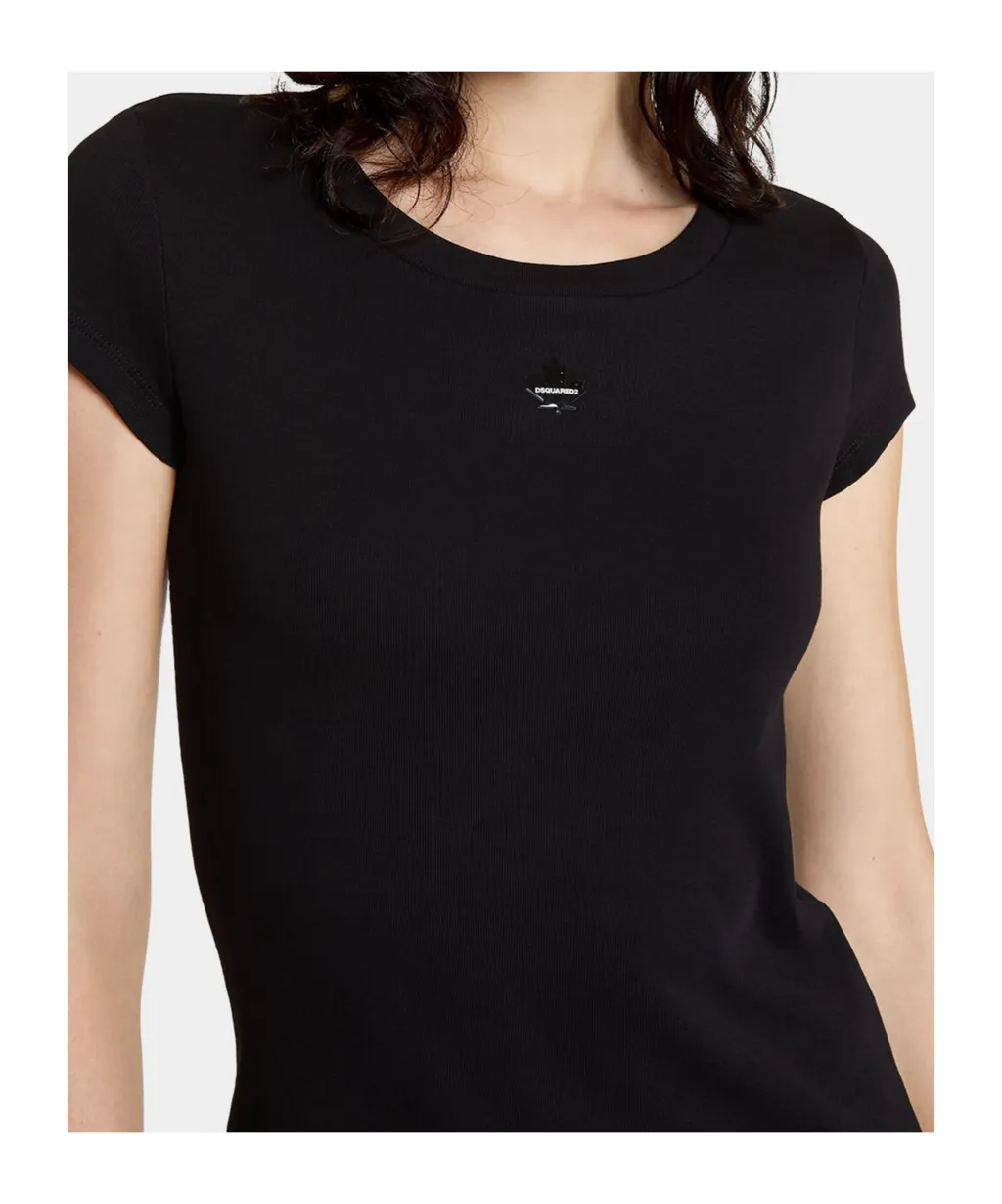 Leaf Logo Plaque Crewneck T-Shirt