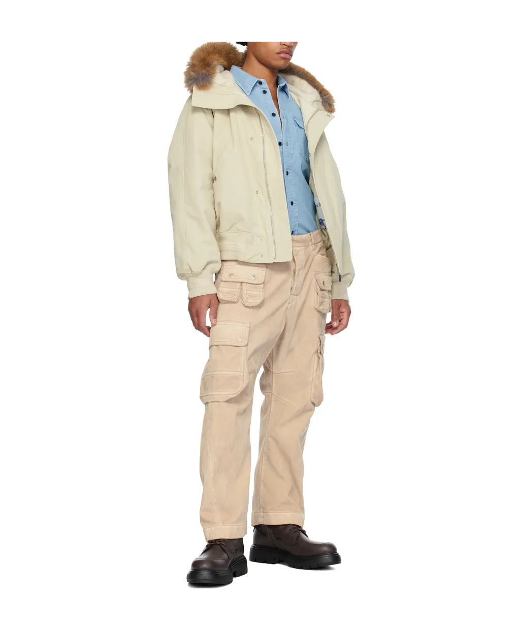 Faded-Effect Multi-Pocket Cargo Trousers