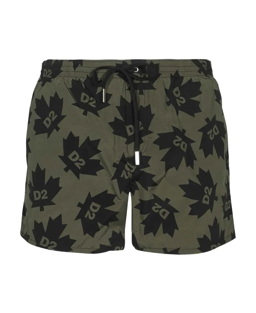 Leaf Logo Printed Swimming Trunks