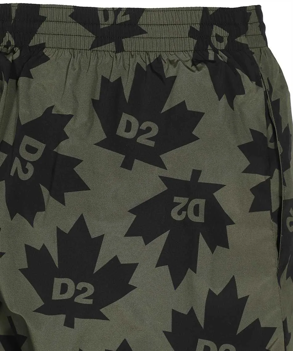 Leaf Logo Printed Swimming Trunks