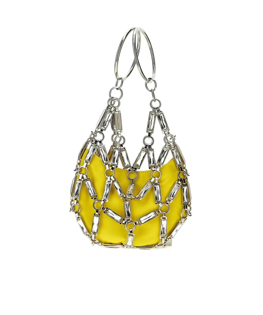 Cage Embellished Chain-Link Detailed Tote Bag