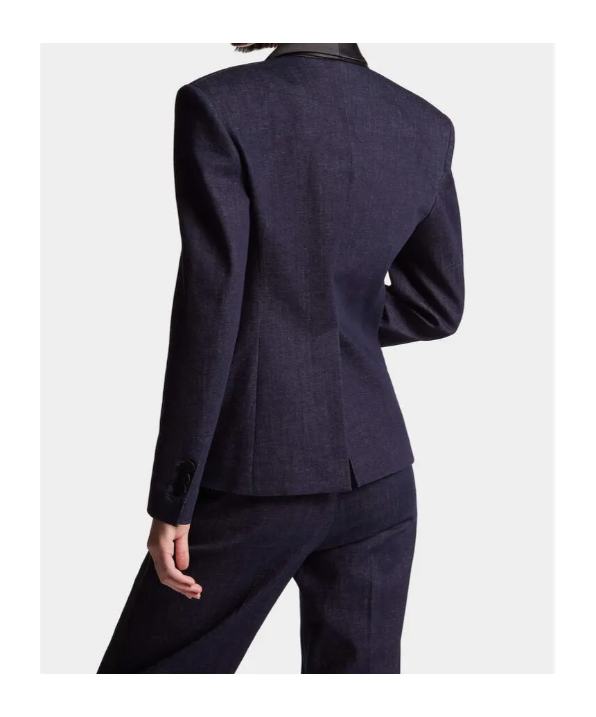 Long-Sleeved Denim Suit Coat