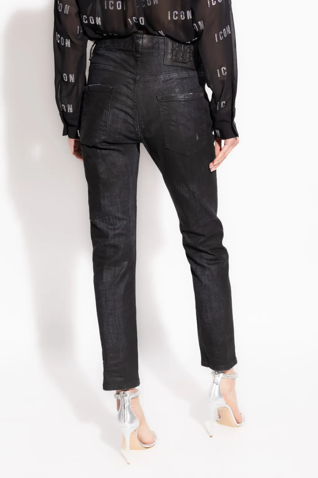 High-Waist Skinny-Cut Embellished Jeans