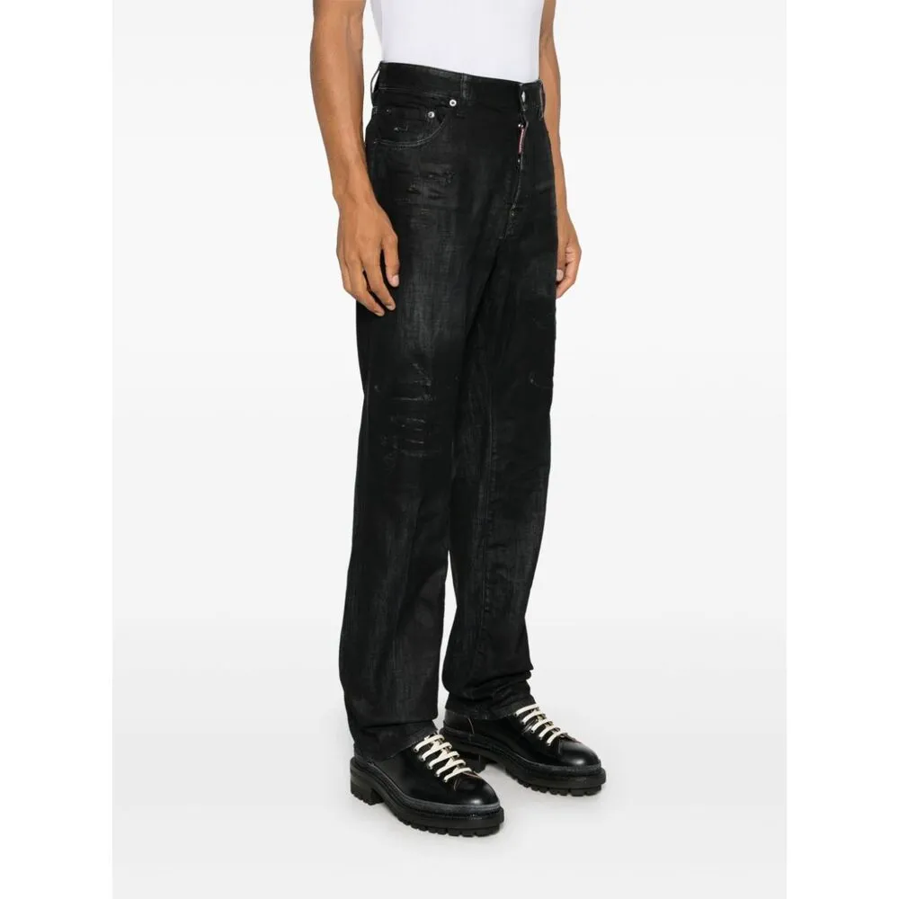Distressed Straight-Leg Jeans