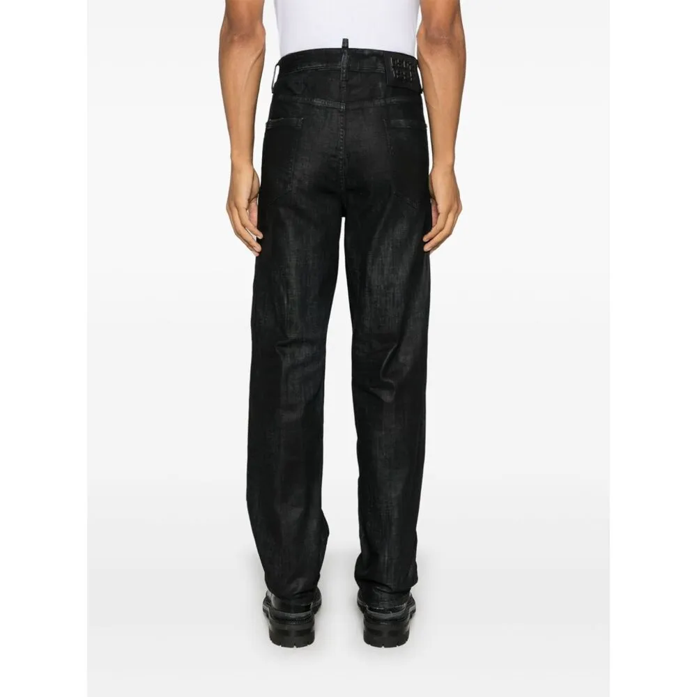 Distressed Straight-Leg Jeans