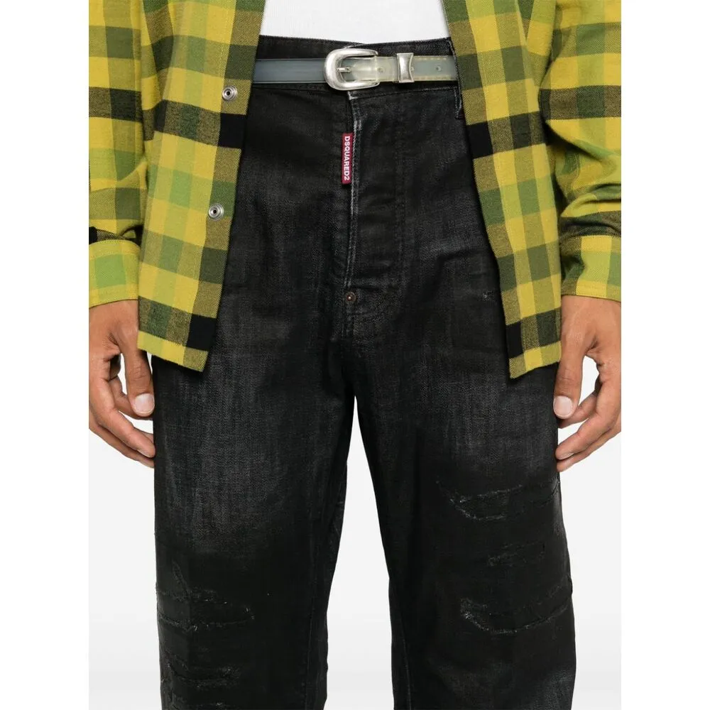 Distressed Straight-Leg Jeans