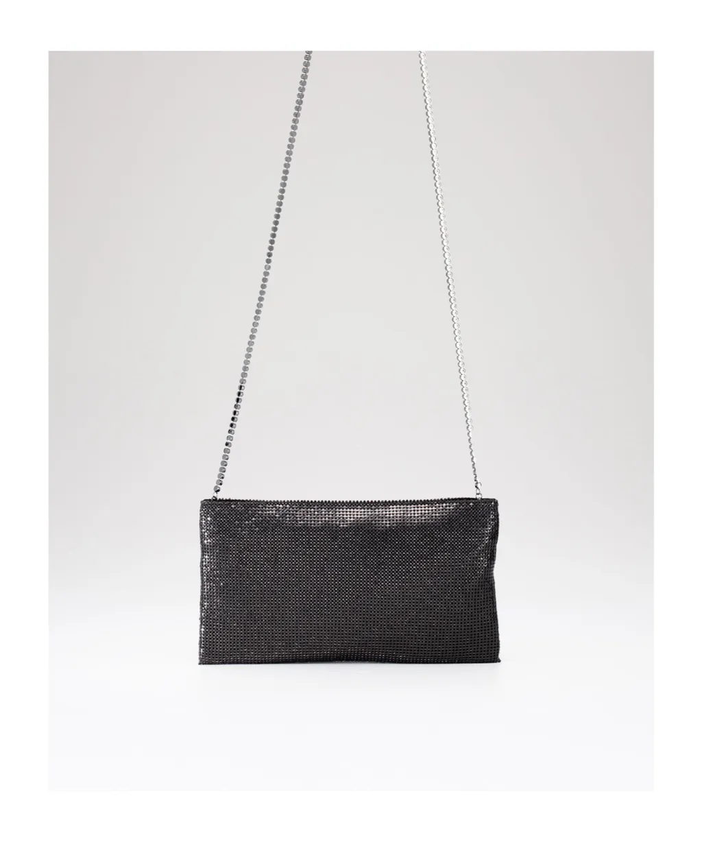 Chain-Embellished Clutch Bag
