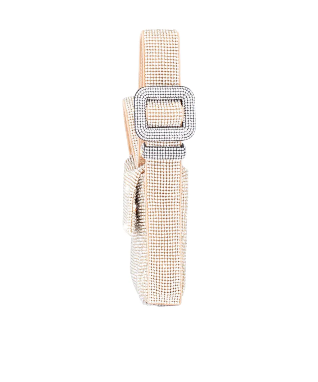 Crystal-Embellished Buckle Shoulder Bag