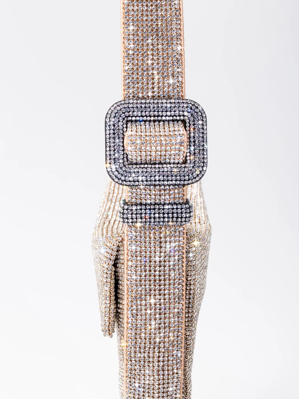 Crystal-Embellished Buckle Shoulder Bag
