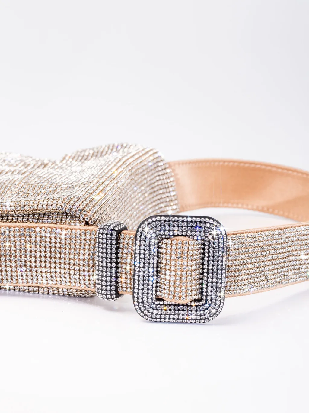 Crystal-Embellished Buckle Shoulder Bag
