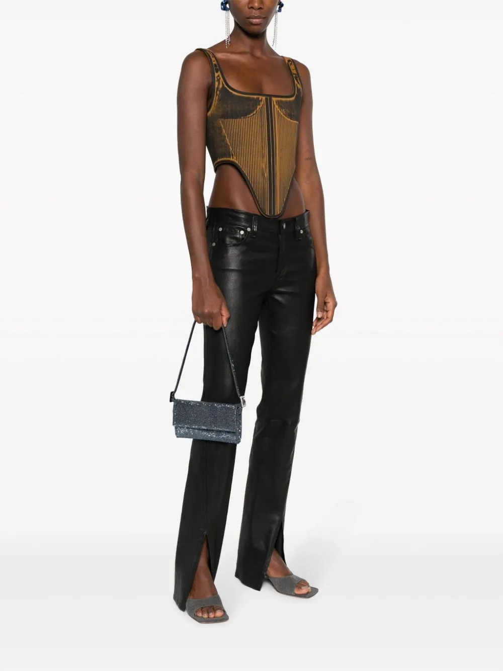 Vitty La Mignon Rhinestone-Embellished Denim Bag
