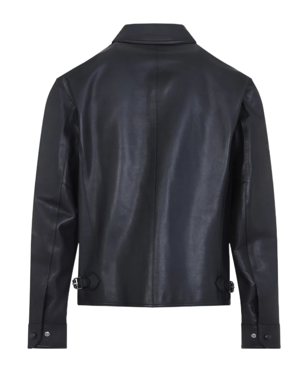 Long-Sleeved Leather Jacket