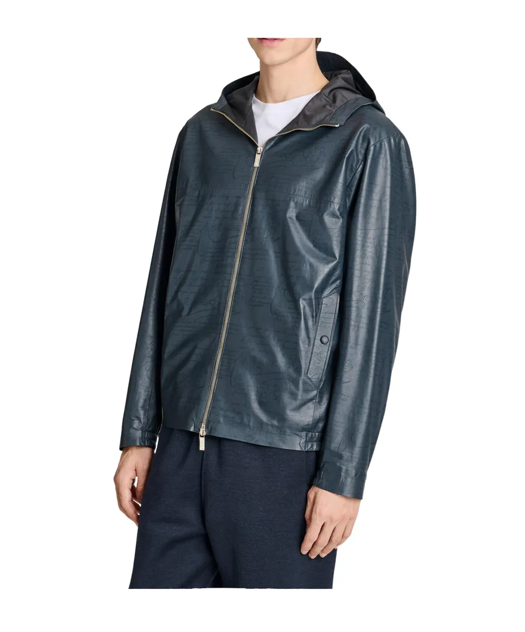 Long-Sleeved Zipper Leather Jacket