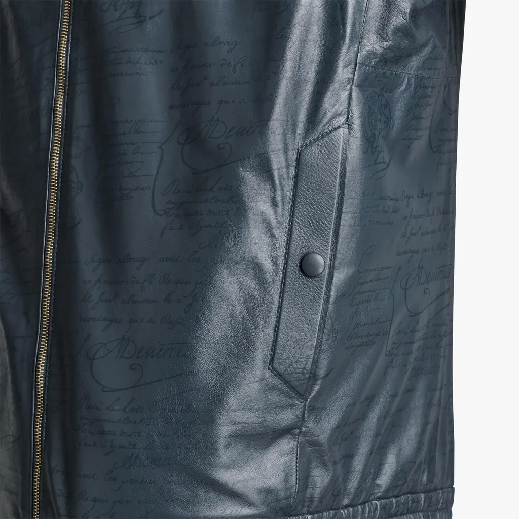 Long-Sleeved Zipper Leather Jacket
