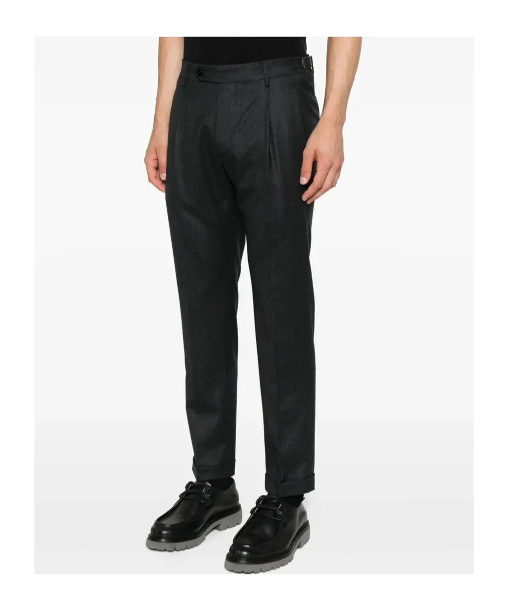 Pleated Side-Buckle Trousers