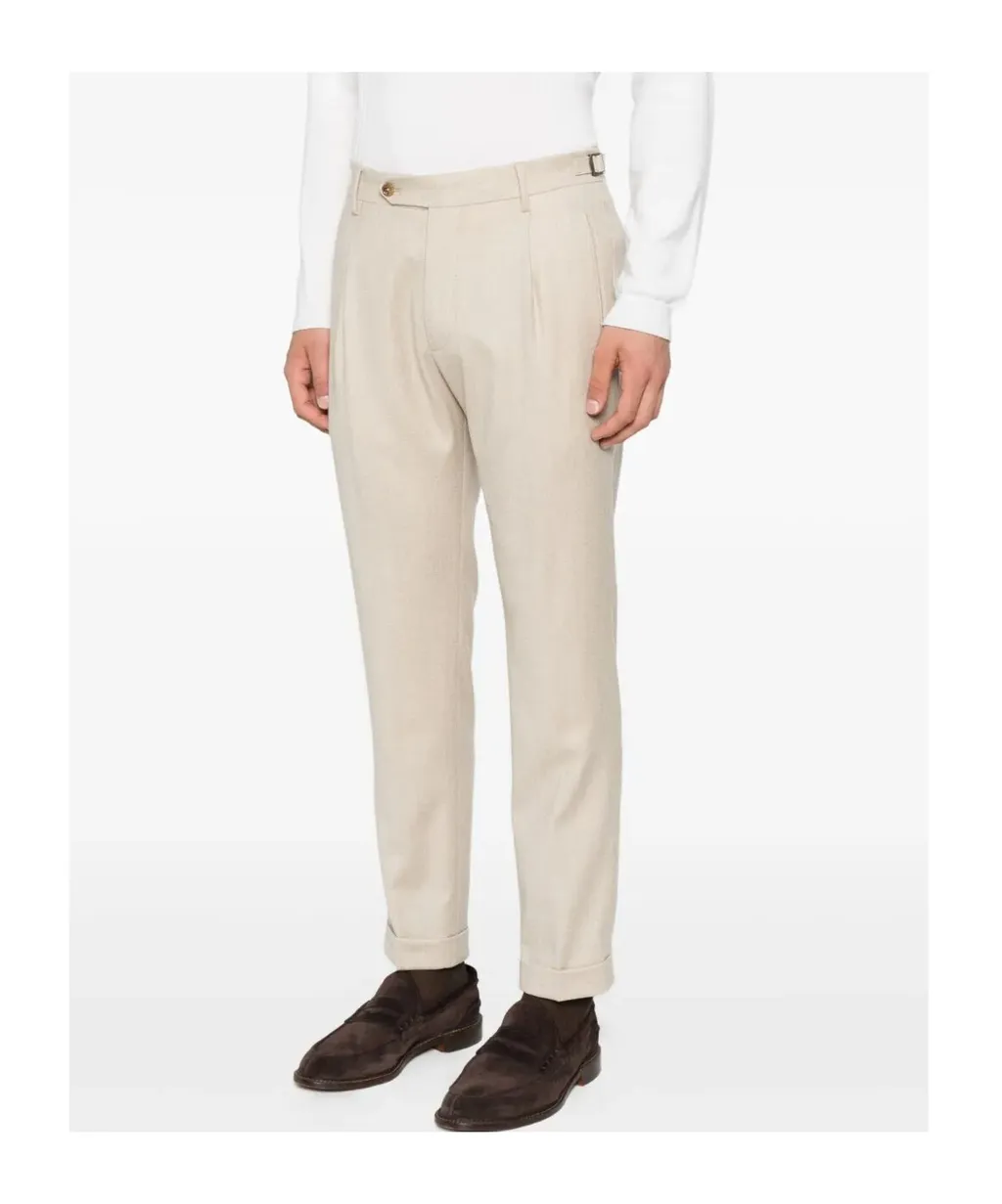 Pleated Side-Buckle Trousers
