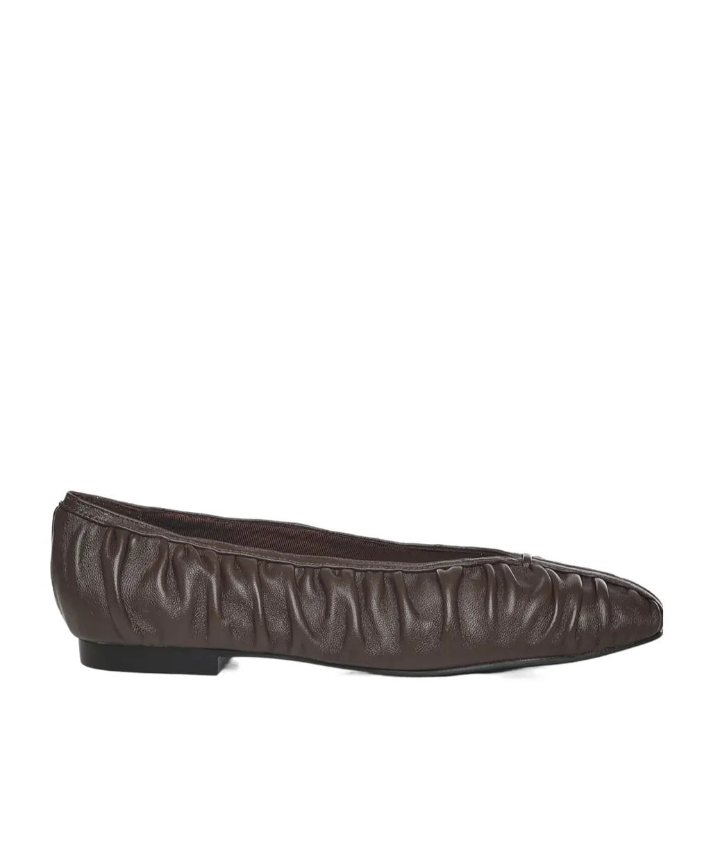 Ruched V-Neck Flat Shoes