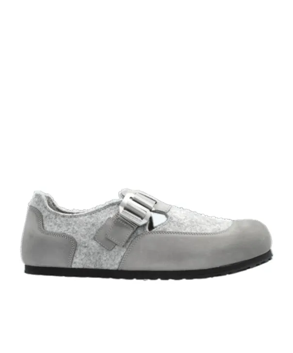 London Nova Buckle-Strap Felt Loafers