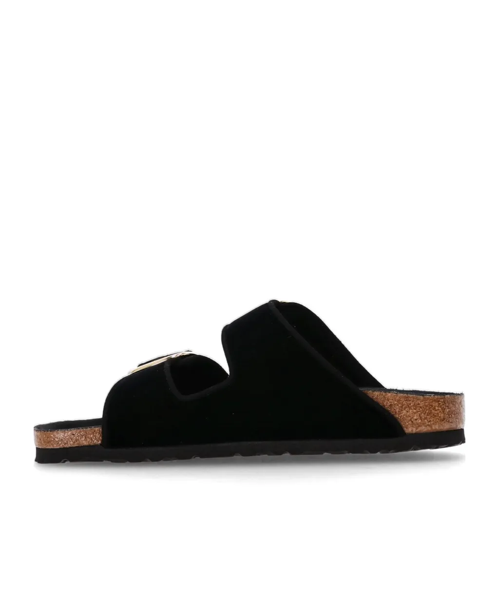 Double Buckle Slip-On Velvet Sandals
