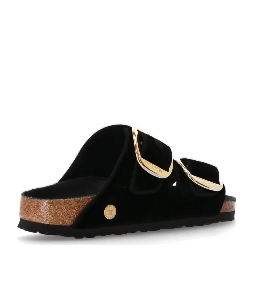 Double Buckle Slip-On Velvet Sandals