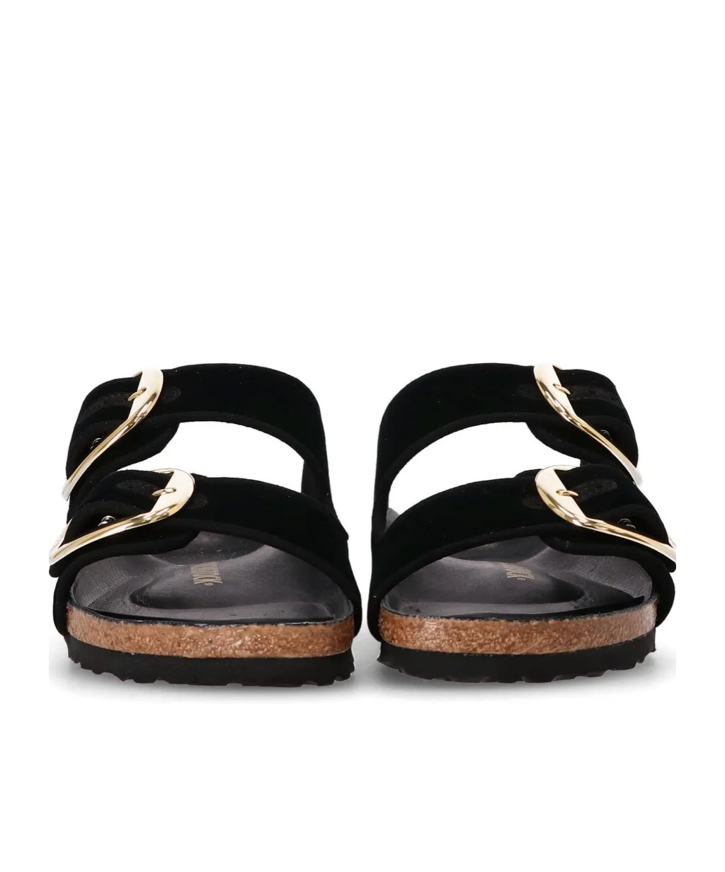 Double Buckle Slip-On Velvet Sandals